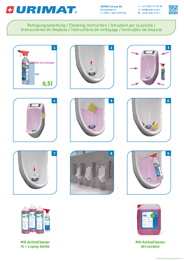 Cleaning instructions URIMAT urinals